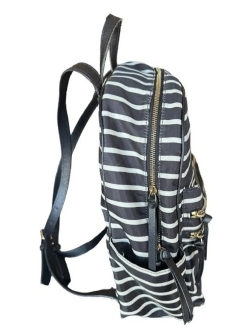 REHAB Kate Spade Black & White Striped Backpack EUC